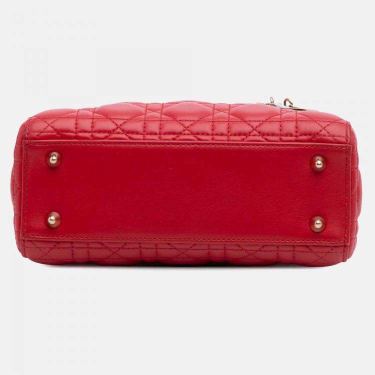 Pre Owned Dior Red Small Lambskin Cannage My ABCDior Lady Dior