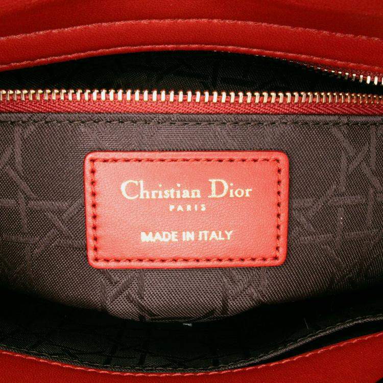 Pre Owned Dior Red Small Lambskin Cannage My ABCDior Lady Dior