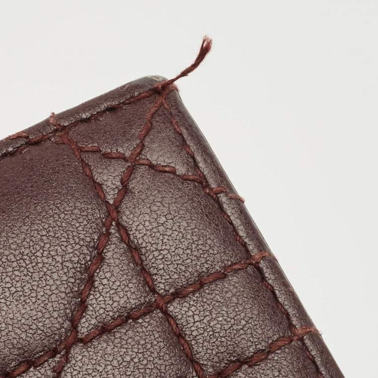 Pre Owned Dior Burgundy Cannage Leather Lady Dior 5 Gusset Card Case