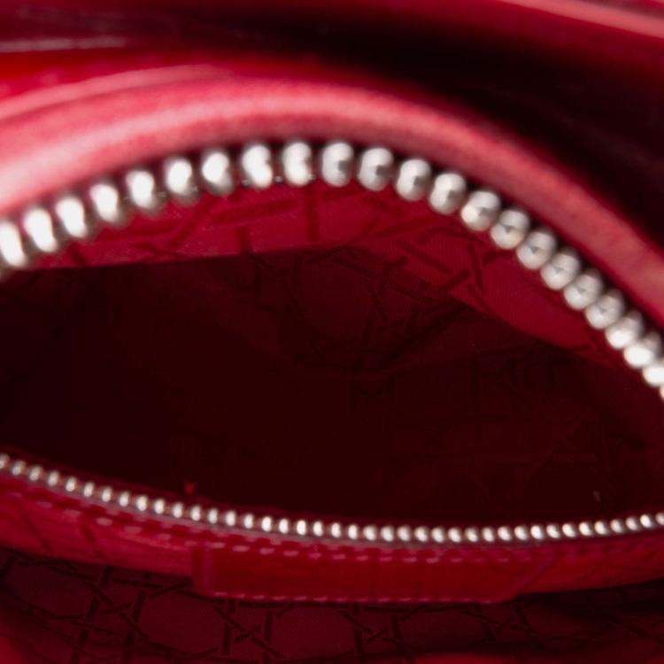Pre Owned Dior Red Medium Patent Cannage Lady Dior