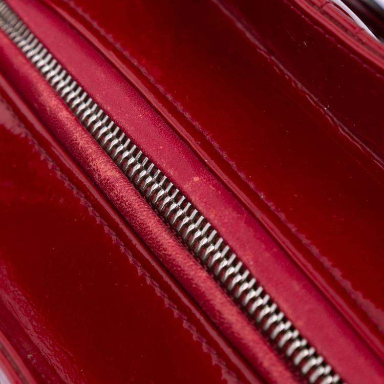 Pre Owned Dior Red Medium Patent Cannage Lady Dior