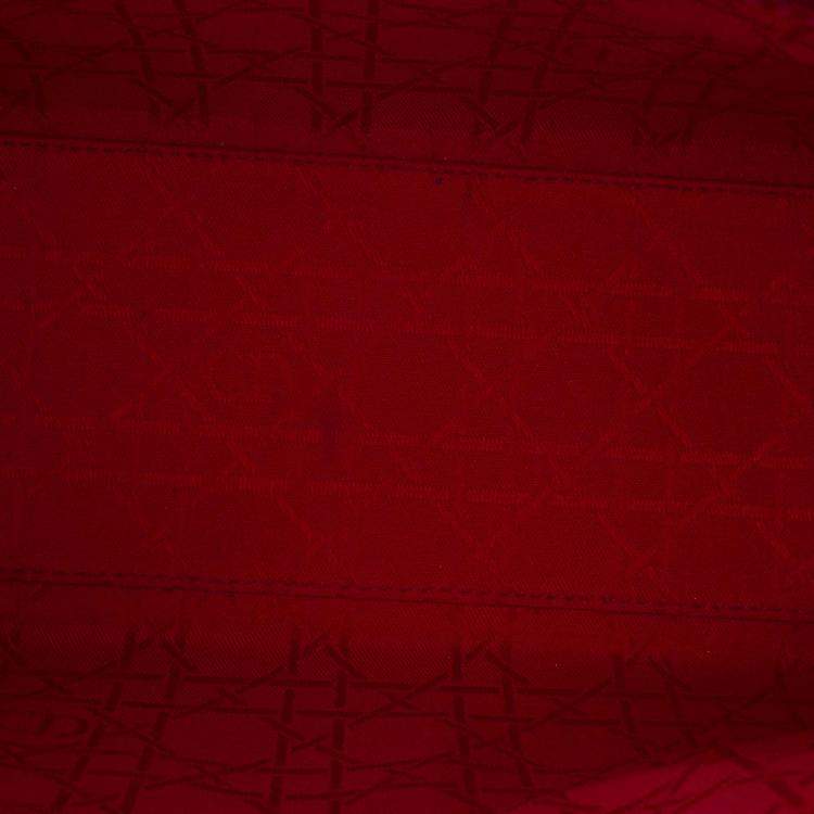 Pre Owned Dior Red Medium Patent Cannage Lady Dior