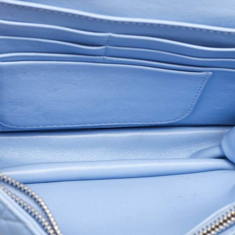مملوكة مسبقًا Dior Blue Iridescent Cannage Patent and Leather Miss Dior Promenade Bag