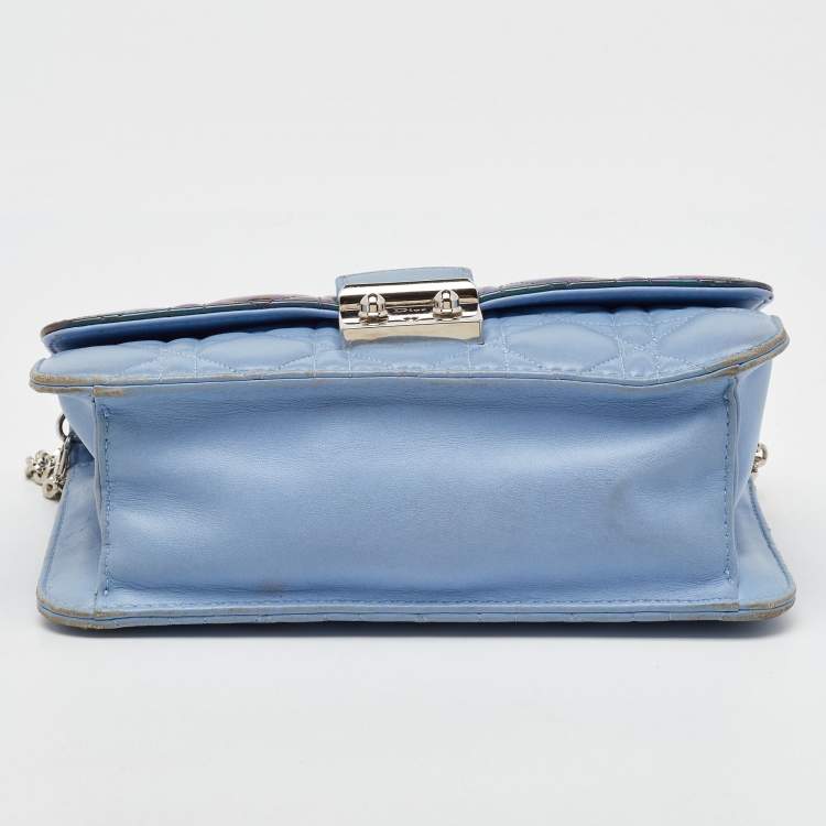 مملوكة مسبقًا Dior Blue Iridescent Cannage Patent and Leather Miss Dior Promenade Bag