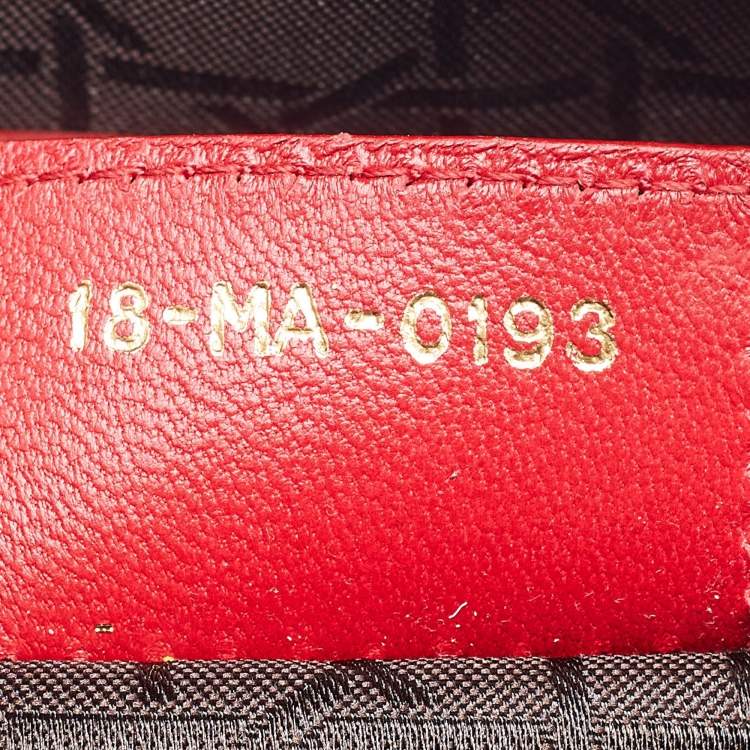 Pre Owned Dior Red Cannage Leather Large Lady Dior Tote