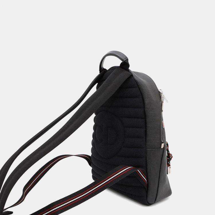 Pre Owned Dior Logo Black Leather Backpack