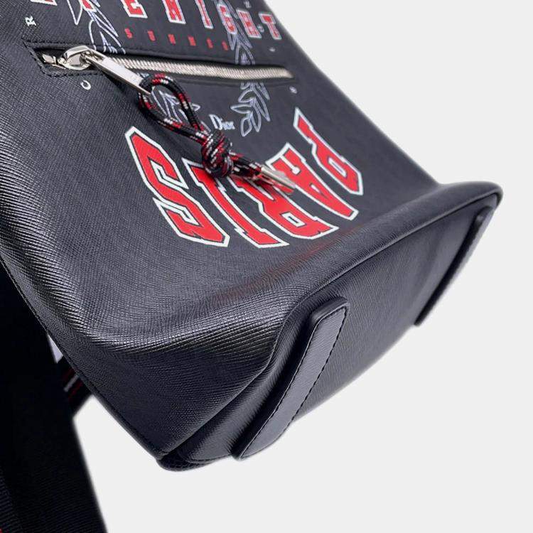 Pre Owned Dior Logo Black Leather Backpack