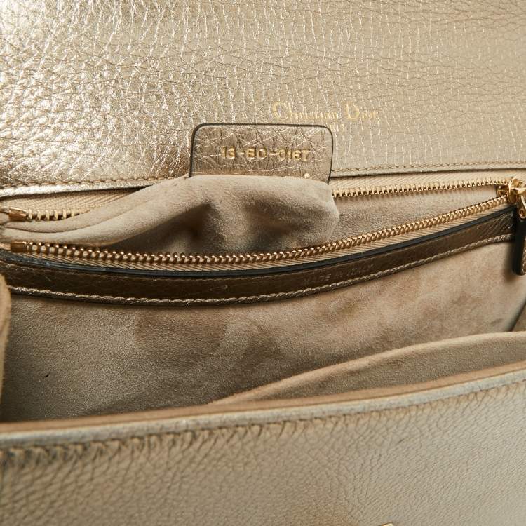 Pre Owned Dior Gold Leather Medium Diorama Shoulder Bag
