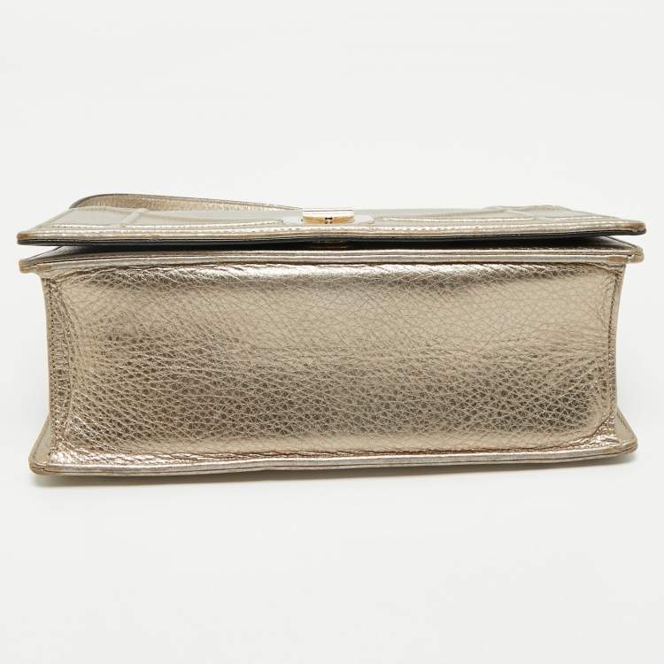 Pre Owned Dior Gold Leather Medium Diorama Shoulder Bag