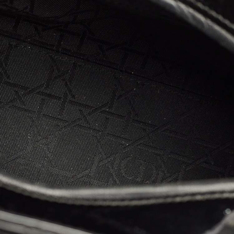 Pre Owned Dior Black Cannage Patent Leather Medium Lady Dior Tote