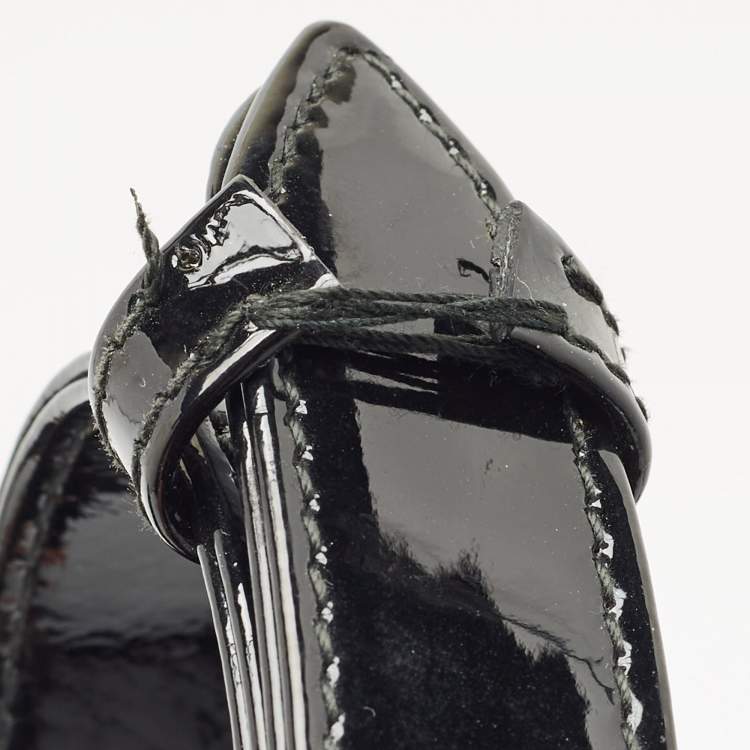 Pre Owned Dior Black Cannage Patent Leather Medium Lady Dior Tote