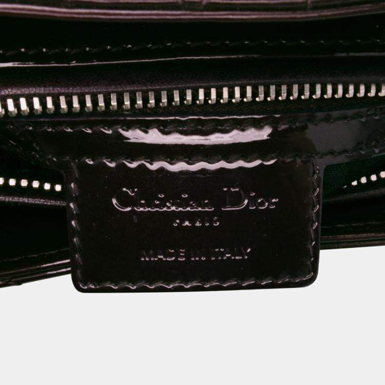 Pre Owned Dior Lady Dior Large Purple Patent Cannage Leather Bag