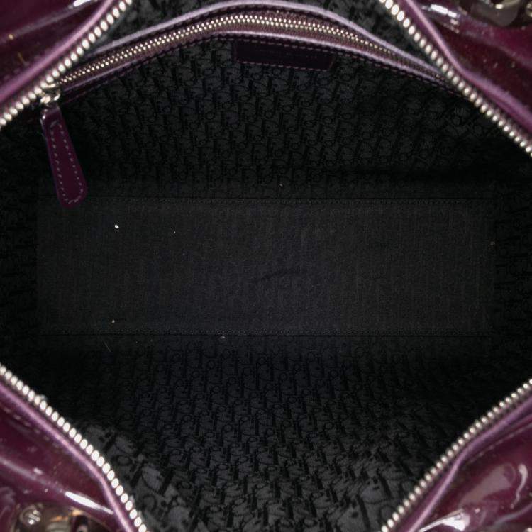Pre Owned Dior Lady Dior Large Purple Patent Cannage Leather Bag