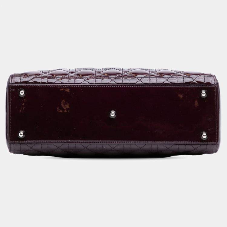 Pre Owned Dior Lady Dior Large Purple Patent Cannage Leather Bag
