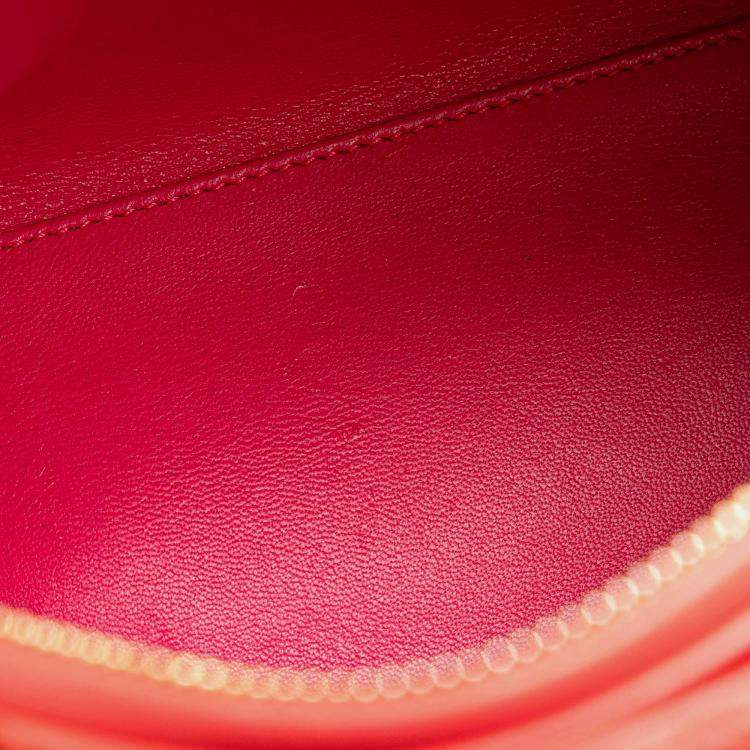 Pre Owned Dior Lady Dior Medium Red Lambskin Cannage Bag