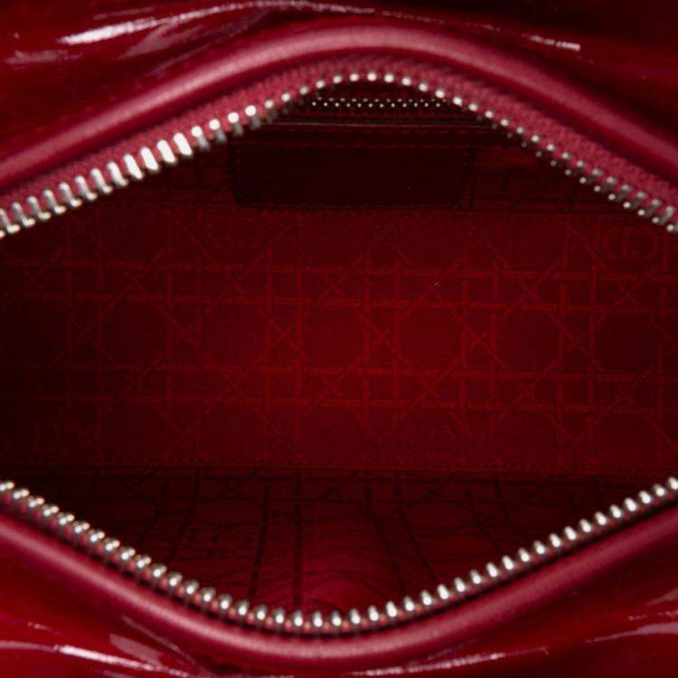 Pre Owned Dior Red Medium Patent Cannage Lady Dior