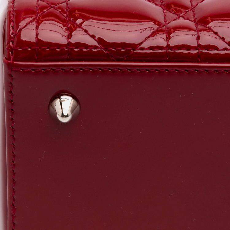 Pre Owned Dior Red Medium Patent Cannage Lady Dior