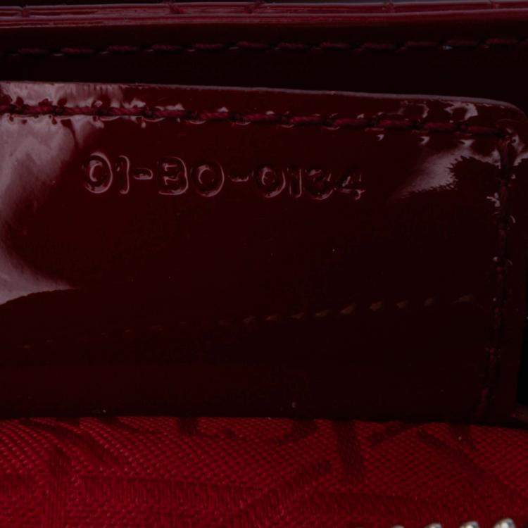 Pre Owned Dior Red Medium Patent Cannage Lady Dior