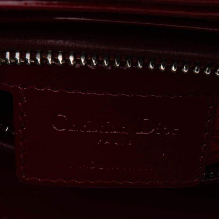 Pre Owned Dior Red Medium Patent Cannage Lady Dior