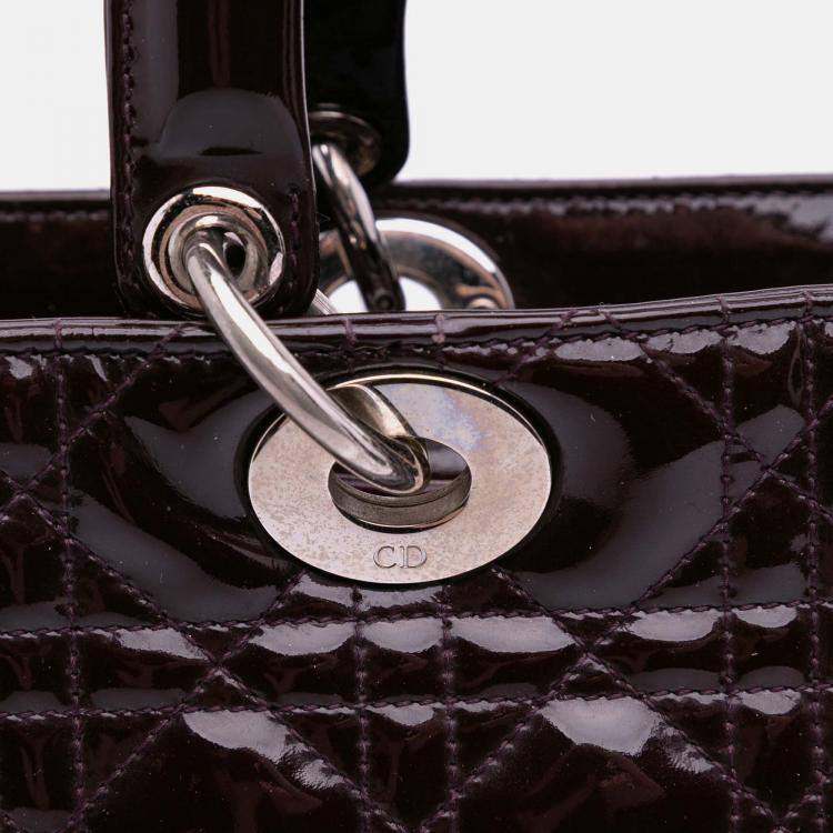 Pre Owned Dior Purple Large Patent Cannage Lady Dior