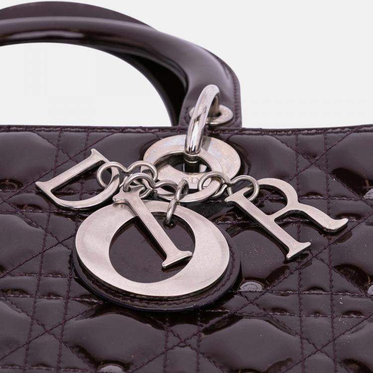 Pre Owned Dior Purple Large Patent Cannage Lady Dior
