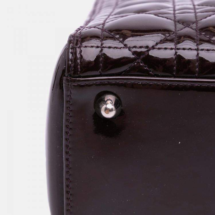 Pre Owned Dior Purple Large Patent Cannage Lady Dior