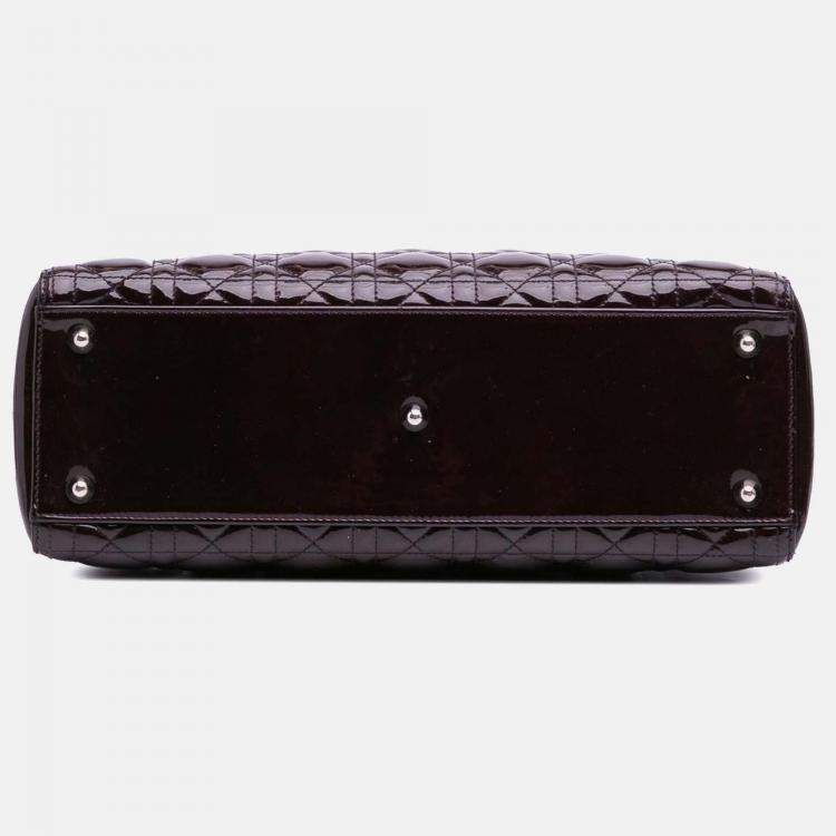 Pre Owned Dior Purple Large Patent Cannage Lady Dior