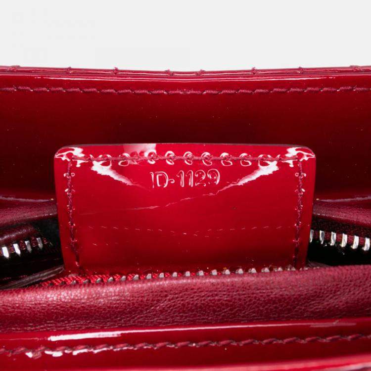 Pre Owned Dior Red Medium Patent Cannage Lady Dior