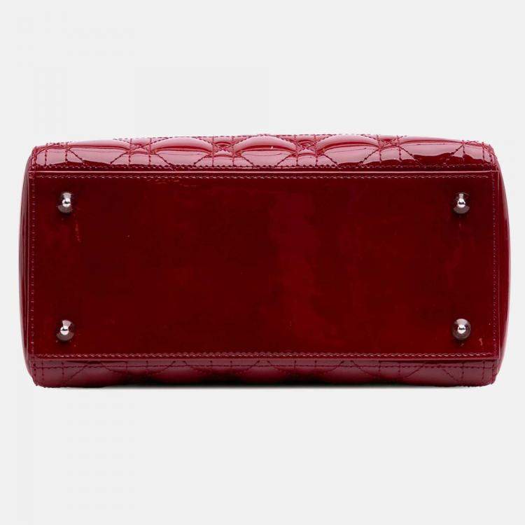 Pre Owned Dior Red Medium Patent Cannage Lady Dior