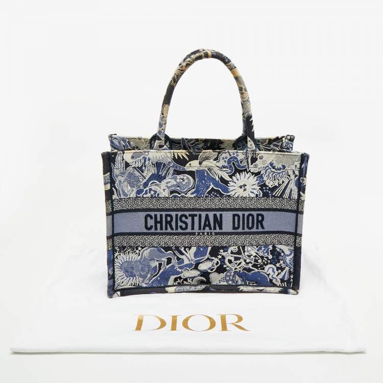 Pre Owned Dior Navy Blue Embroidered Canvas Zodiac Fantastico Book Tote 