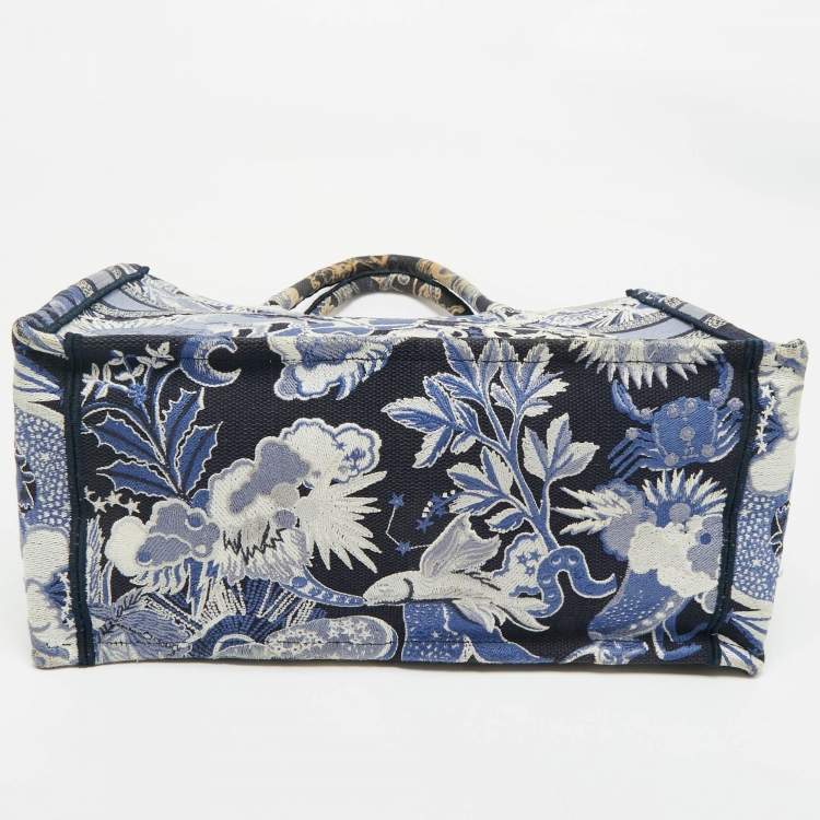 Pre Owned Dior Navy Blue Embroidered Canvas Zodiac Fantastico Book Tote 