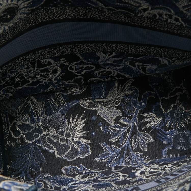 Pre Owned Dior Navy Blue Embroidered Canvas Zodiac Fantastico Book Tote 
