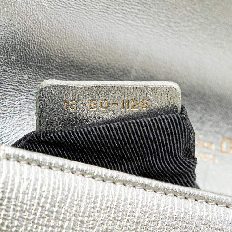 Pre Owned Dior Silver Small Metallic Grained Calfskin Diorama Flap