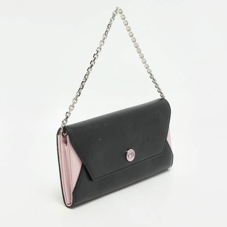 مملوكة مسبقًا Dior Black/Pink Leather Addict Rendez-Vous Clutch Bag