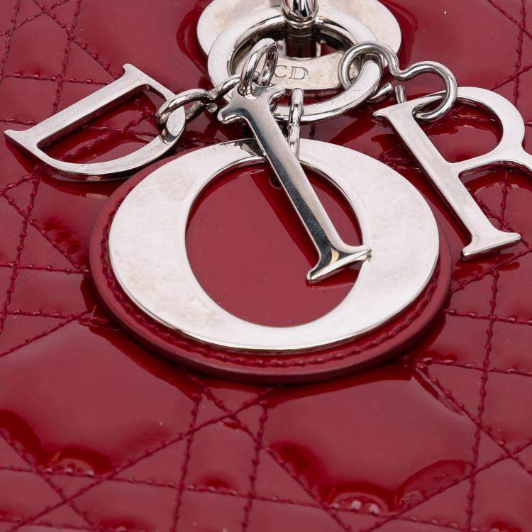 Pre Owned Dior Red Medium Patent Cannage Lady Dior