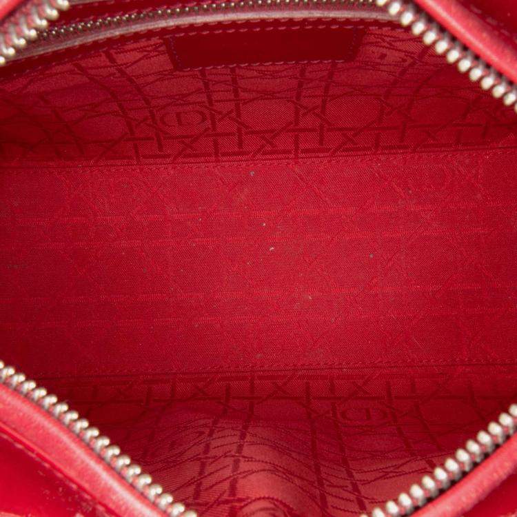 Pre Owned Dior Red Medium Patent Cannage Lady Dior