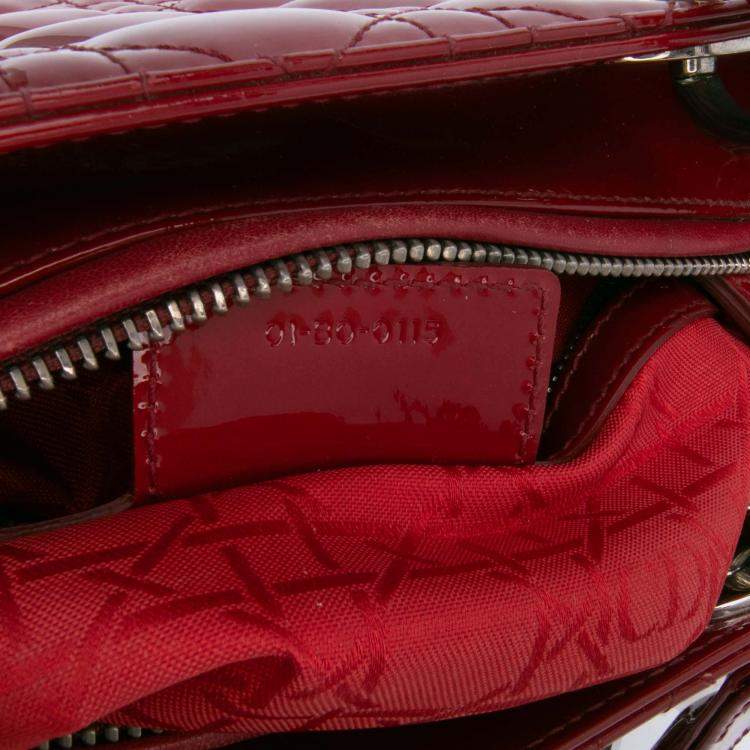 Pre Owned Dior Red Medium Patent Cannage Lady Dior