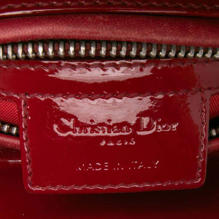 Pre Owned Dior Red Medium Patent Cannage Lady Dior