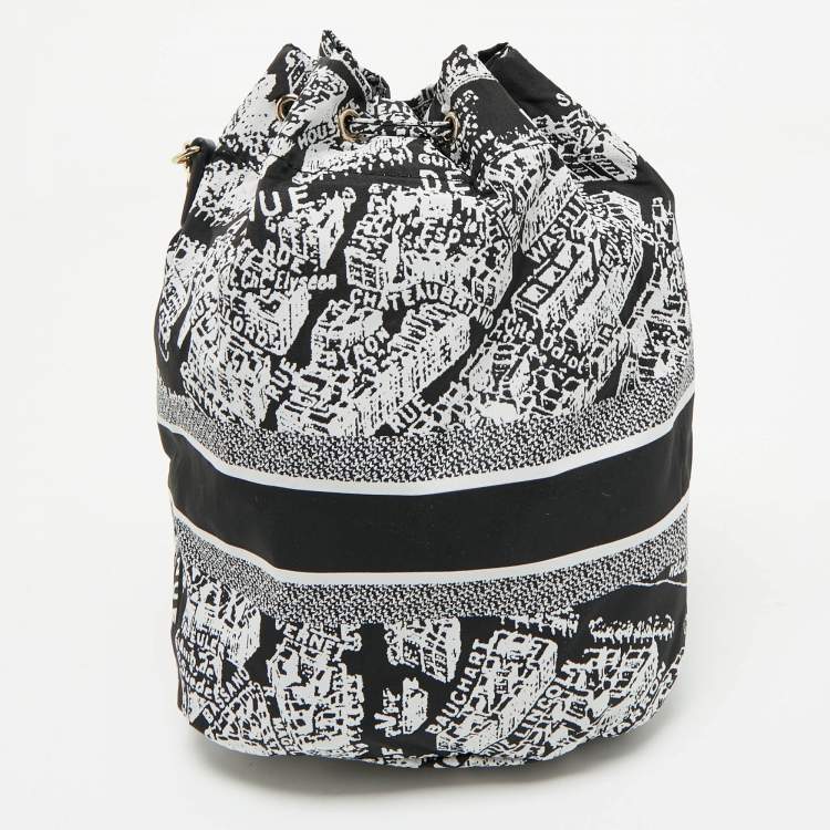 Pre Owned Dior Black/White Plan De Paris Nylon Diortravel Pouch