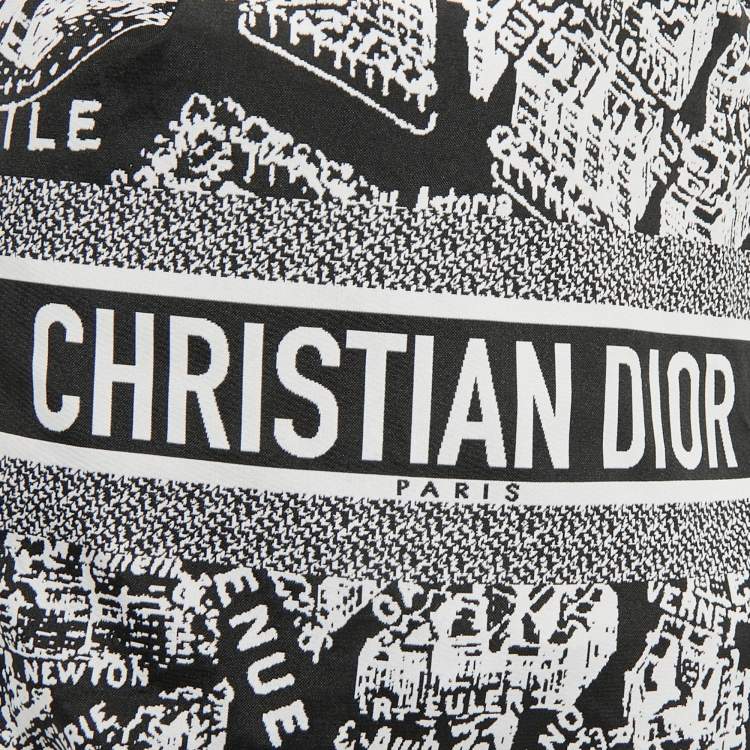 Pre Owned Dior Black/White Plan De Paris Nylon Diortravel Pouch