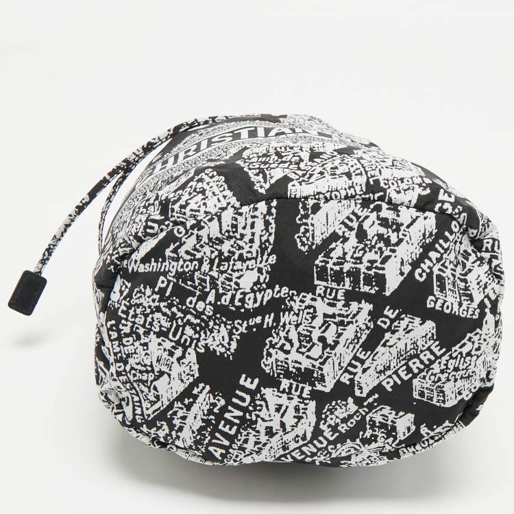 Pre Owned Dior Black/White Plan De Paris Nylon Diortravel Pouch
