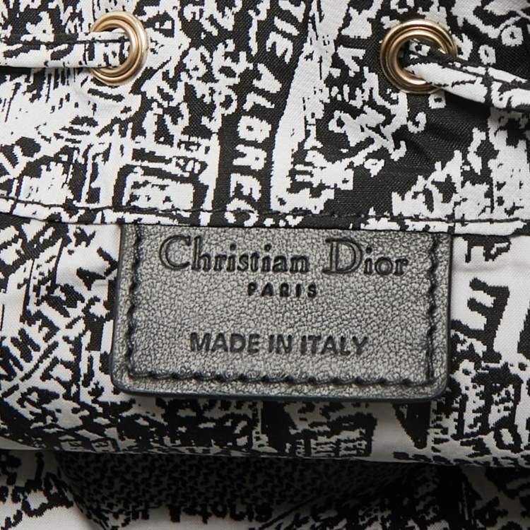 Pre Owned Dior Black/White Plan De Paris Nylon Diortravel Pouch