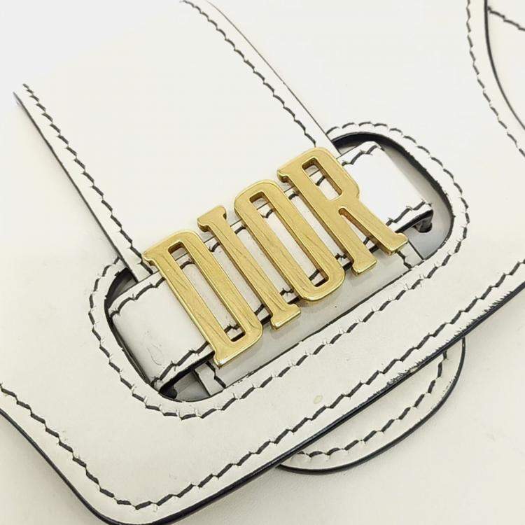 Pre Owned Dior White Leather Defense Saddle Bag