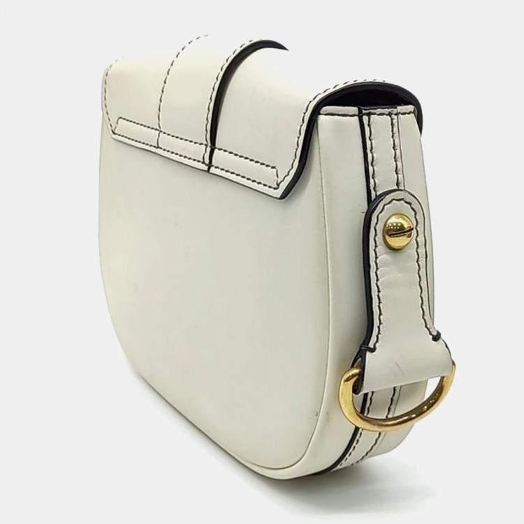 Pre Owned Dior White Leather Defense Saddle Bag