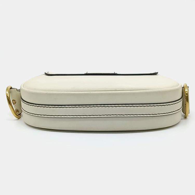 Pre Owned Dior White Leather Defense Saddle Bag