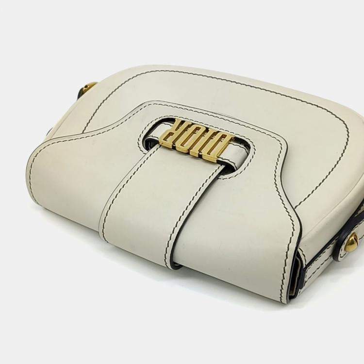 Pre Owned Dior White Leather Defense Saddle Bag