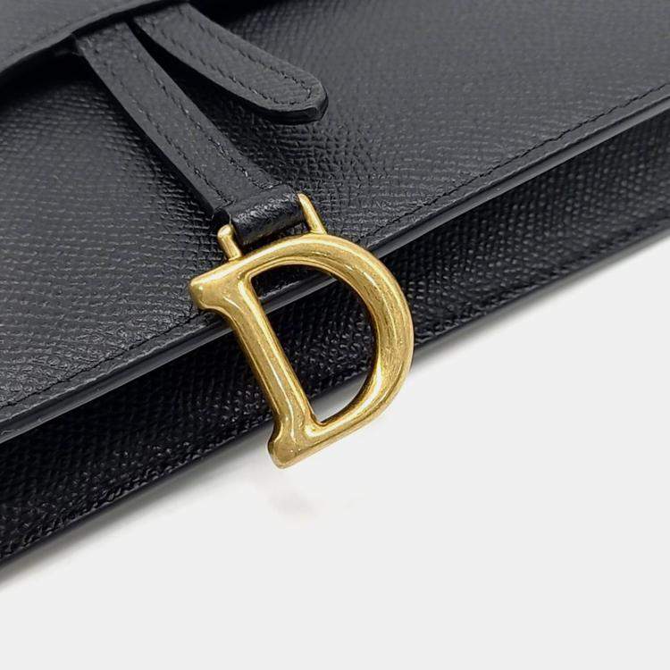 Pre Owned Dior Black Leather Saddle Chain Crossbody Bag