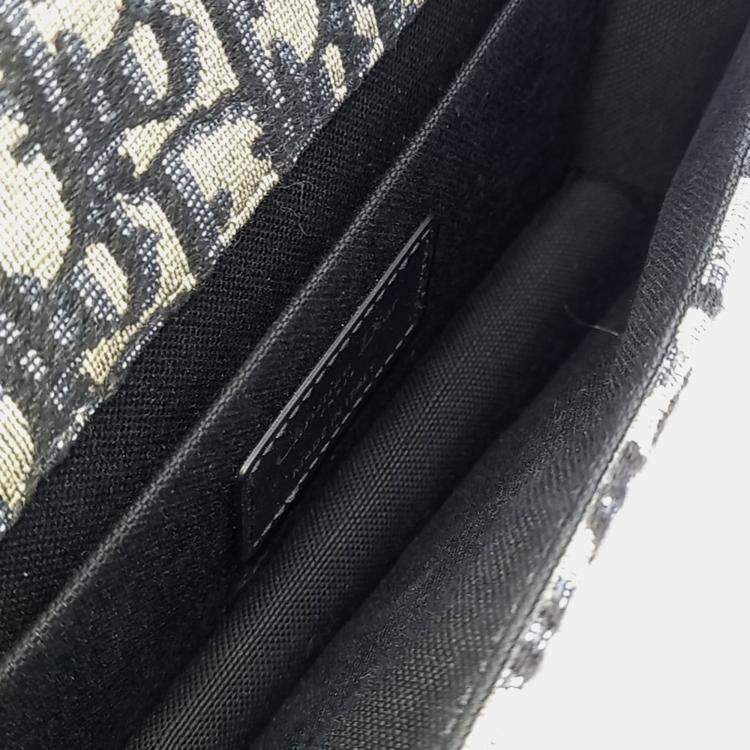 Pre Owned Dior Navy Blue Fabric Oblique 30 Montaigne Bag East West