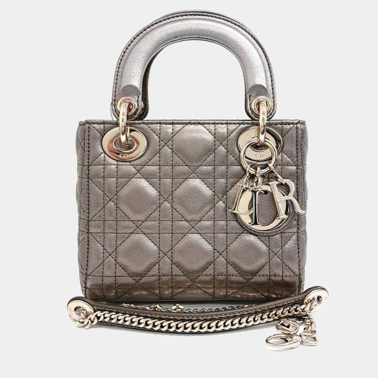 Pre Owned Dior Metallic Leather Lady Mini Bag 