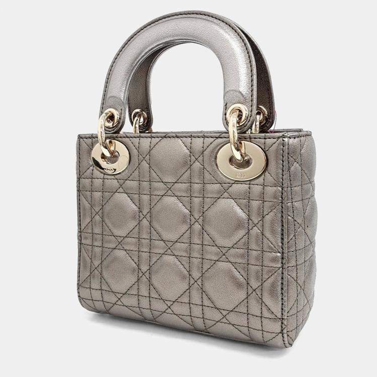 Pre Owned Dior Metallic Leather Lady Mini Bag 